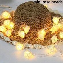 9.84ft 20 Rose ,Flower String, Holiday Lights Indoor For Christmas Bedroom Wedding Valentines Day Decorations,Christmas Garland Pinecones Red Berry Garland Garland For Mantle Fireplace Table Indoor Outdoor Garland Decor Party Birthday,Valentine'S Day,Mother'S Day Gift - 藍色 - 查看 1