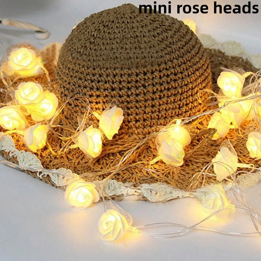 9.84ft 20 Rose ,Flower String, Holiday Lights Indoor For Christmas Bedroom Wedding Valentines Day Decorations,Christmas Garland Pinecones Red Berry Garland Garland For Mantle Fireplace Table Indoor Outdoor Garland Decor Party Birthday,Valentine'S Day,Mother'S Day Gift - 藍色 - 查看 1