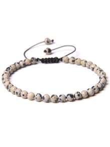 1 pulsera trenzada a mano estilo bohemio con piedra natural de 4mm y cuentas de cristal con energía curativa, joyería ajustable