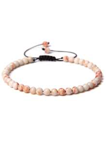 1 pulsera trenzada a mano estilo bohemio con piedra natural de 4mm y cuentas de cristal con energía curativa, joyería ajustable