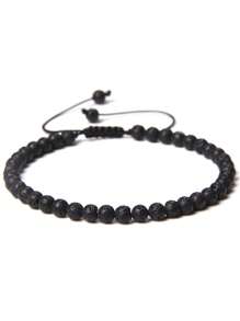 1 pulsera trenzada a mano estilo bohemio con piedra natural de 4mm y cuentas de cristal con energía curativa, joyería ajustable