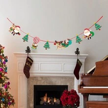 1 Miếng Giáng sinh Hoạt hình Bột Ông già Noen Kéo cờ , Lễ hội Buổi tiệc Đồ trang trí Băng rôn - Nhiều màu - Xem 6