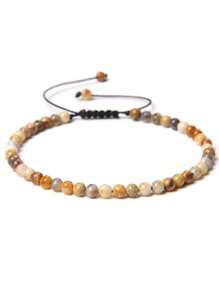 1 pulsera trenzada a mano estilo bohemio con piedra natural de 4mm y cuentas de cristal con energía curativa, joyería ajustable