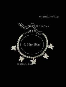 Fashionable Butterfly Shaped Pendant Anklet For Women, With Rhinestone Detail, Perfect For Vacation Beach Accessory - Gold - View 4