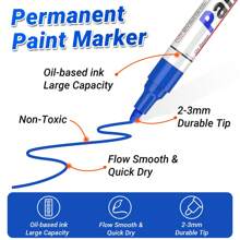 12 Colors Waterproof Paint Pens- For Stone, Glass, Wood, Plastic, Paperboard, Ceramic Cup, Permanent Marker Pens, Coloring Pens Set, With 12 Bright Colors Including Classic Ones And Metallic Gold & Silver. Black, White, Red, Green, Brown, Purple, Orange, Yellow, Blue And Pink. The Gold And Silver Are More Commonly Used In The Upcoming Christmas. The Checkered Waterproof Pens Add Beautiful Colors To Your Creative Crafts. - Multicolor - View 3