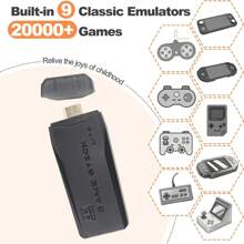 Wireless Retro Game Console, Retro Game Stick With 10,000+ Games, 4K HDMI-Compatible Output, And 2.4GHz Wireless Controller For TV Plug And Play-64G - màu đen - Xem 3