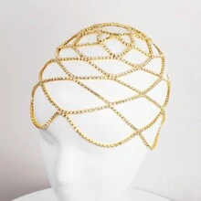 Horquilla De Cabeza De Malla Con Diamantes De Imitación Huecos Para Bodas En 2023, Joyas De Cadena De Cabeza De Lujo Con Diadema De Cristal Y Gorro De Cabeza Para Mujeres, Accesorios De Pelo