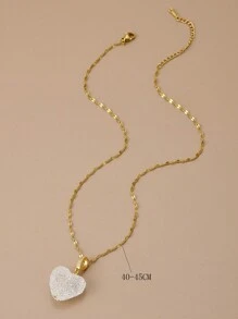 1 chiếc vòng cổ bằng thép không gỉ hình trái tim đính đá Rhinestone nguyên khối dành cho phụ nữ, phụ kiện thời trang cho ngày lễ tình nhân - trắng - Xem 3