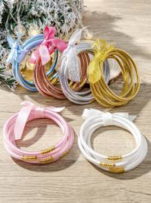 5 Chiếc Đen Tiệc Giáng Sinh Sáng Bóng Lấp Lánh Chống Nước Lễ Hội Nơ Ruy Băng Thạch Lắc Tay Vòng Tay - màu đen - Xem 2