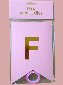 Banderin Feliz Cumpleaños Para Fiesta (Elige color) - Rosa - Ver 2