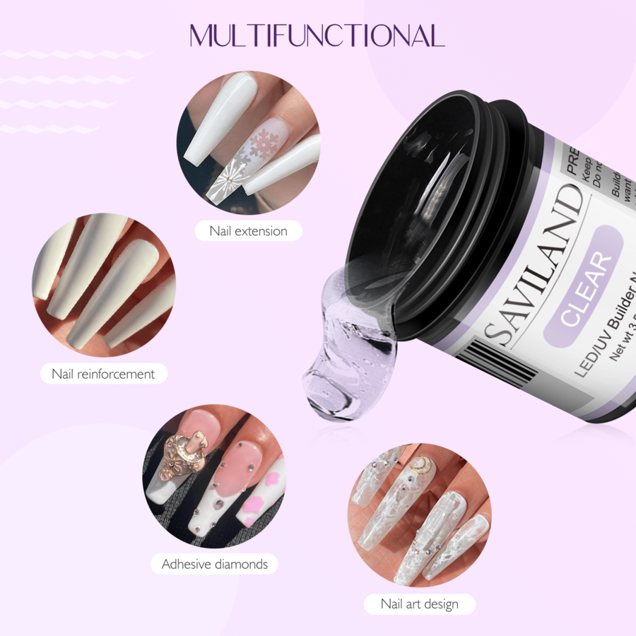 Saviland Aufbaugel Für Gelnägel Set – 2*100g Klares Nudes-Builder ...