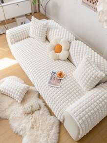 1入組秋冬季毛絨沙發坐墊,仿兔毛暖厚現代極簡防滑沙發套,防塵耐污可水洗,適用於l型沙發和1/2/3/4座椅 - 白色 - 查看 6