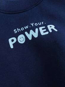 Boys' And Girls' Fashionable Color-block Letter Printed Anti-static Loose Half Turtleneck Fleece Sweatshirt, Autumn/winter