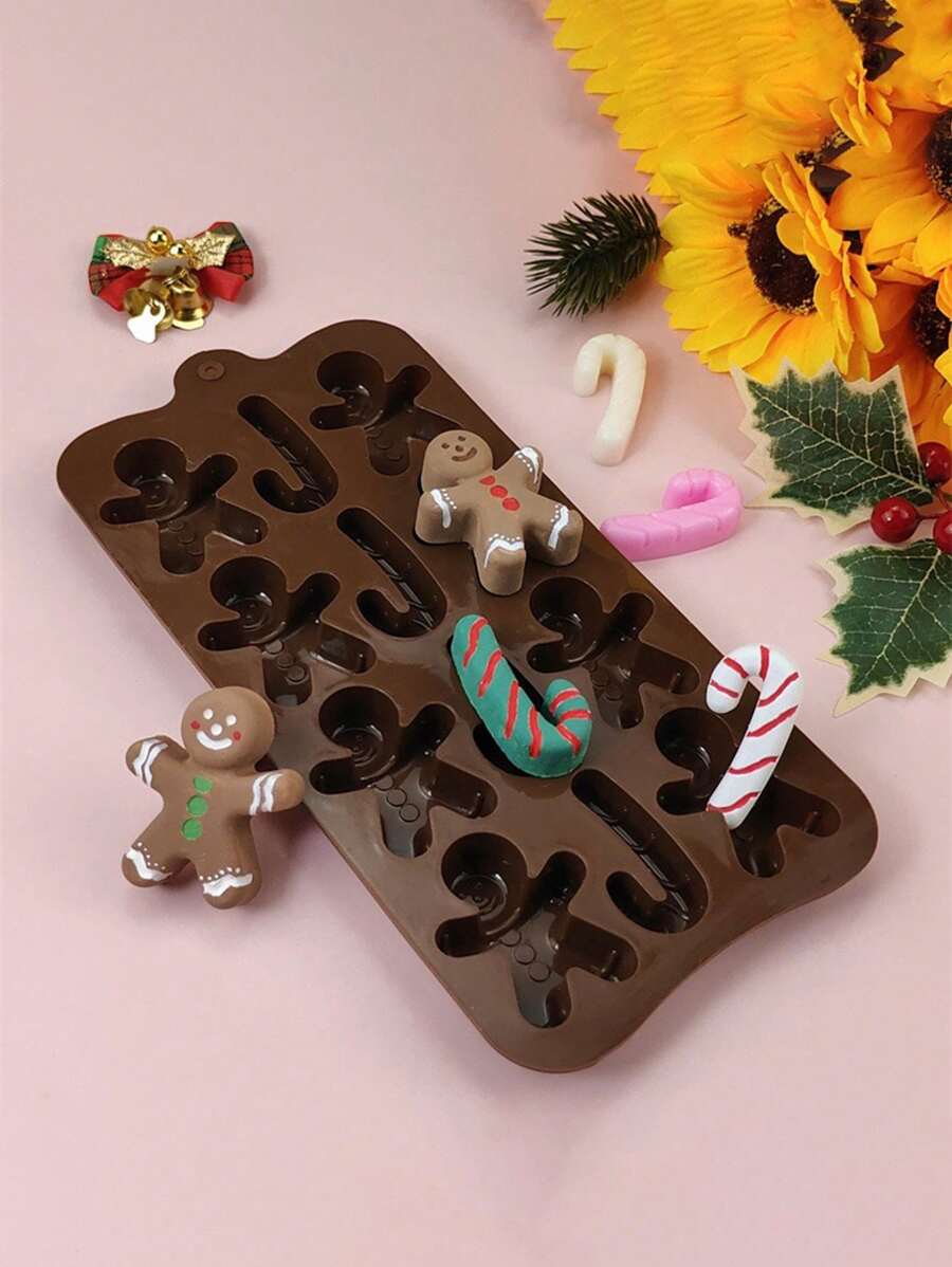 1 个姜饼人硅胶模具，手工蜡烛 DIY 模具，蜡烛制作模具，圣诞蜡烛模具。注：出售模具。 - 查看 1