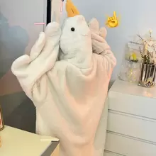 1 Miếng Vui Trắng Ngỗng Đối với phụ nữ Mùa Đông Dày Lông cừu san hô Plush dễ thương Áo choàng tắm - trắng - Xem 2