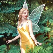 5 件/套白色仙女翅膀服裝套裝,成人閃閃發光的透明蝴蝶翅膀,生日萬聖節服裝仙女配飾,帶精靈耳朵、花冠、魔杖 - 白色 - 查看 6