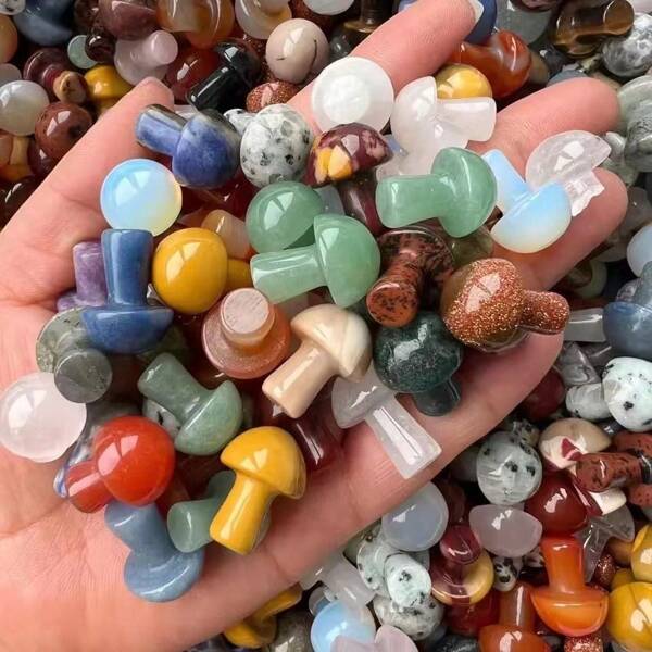 Xiacheng 1pc/5pcs/10pcs/20pcs/48pcs Mixed Color Hand-Polished Healing Stone Mushroom Decor For Home Office Garden
