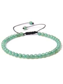 1 pulsera trenzada a mano estilo bohemio con piedra natural de 4mm y cuentas de cristal con energía curativa, joyería ajustable