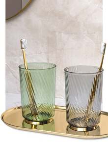 Luxurious Mouthwash Cup Couple Toothbrush Cup Set Toothbrush & Storage Cup Combination For Home Use - Clear - View 2