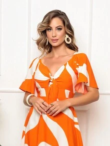 Women Dresses - Orange - View 3