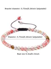 1 pulsera trenzada a mano estilo bohemio con piedra natural de 4mm y cuentas de cristal con energía curativa, joyería ajustable