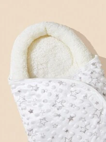 Star Pattern Flannel Baby Swaddle Blanket Love Valentine - White - View 4