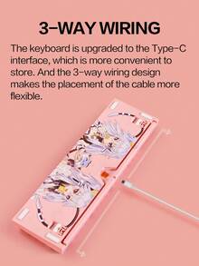1pc Gk91 Gaming Mechanical Keyboard With Black Switch, Pink Wired Keyboard 104-key Full Anti-ghosting Pbt Keycap, Suitable For Gaming And Office - Pink - View 9
