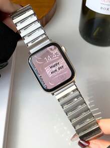 1 Dây Đồng Hồ Co Giãn Bằng Kim Loại Đơn Bạc Vòng Tròn Tương Thích Với Apple Watch Làm Quà Tặng Cho Học Sinh Trở Lại Trường Học - Bạc - Xem 8