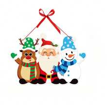 1pc Paper Christmas Decoration Garlands With Santa Claus & Christmas Tree Patterns For Door, Window And Wall Decoration - Elk Santa Claus - View 1