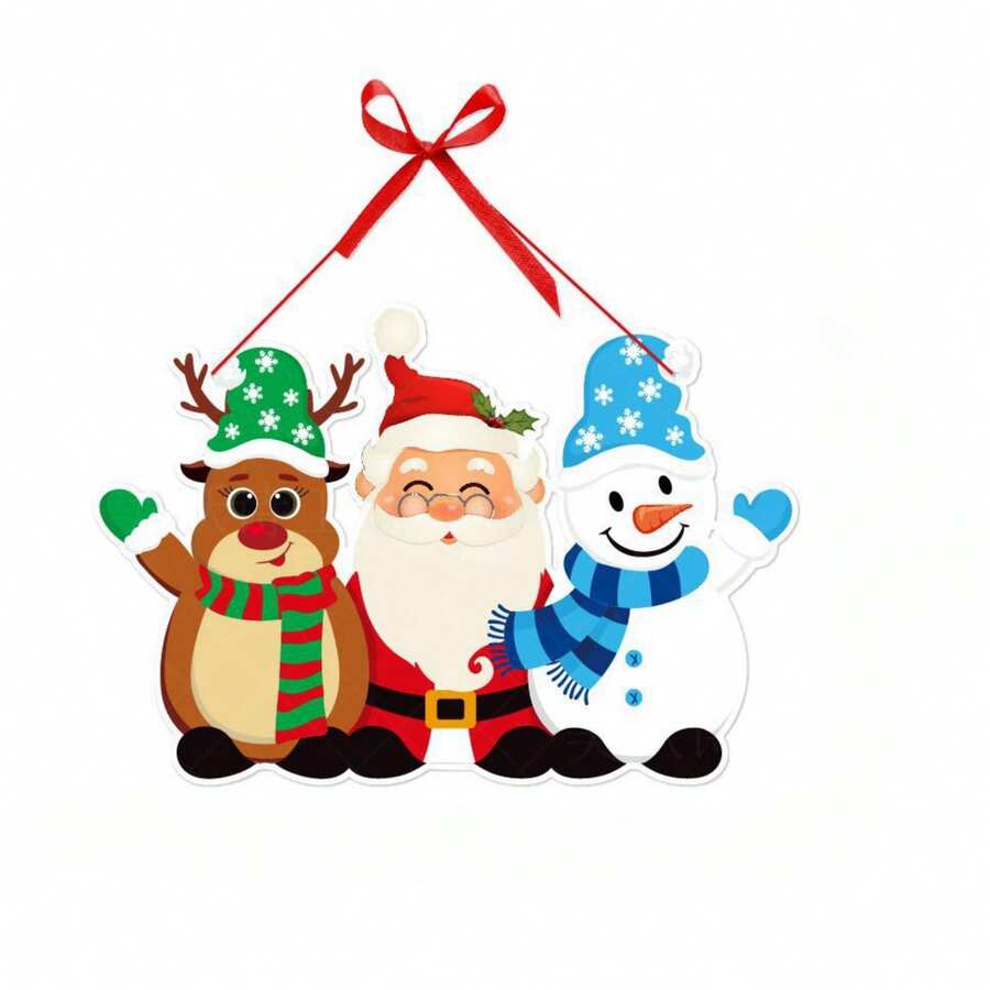 1pc Paper Christmas Decoration Garlands With Santa Claus & Christmas Tree Patterns For Door, Window And Wall Decoration - Elk Santa Claus - View 1