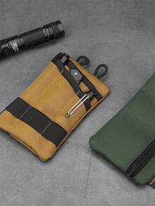 工具包 戶外edc工具包 便攜式防損零錢鑰匙卡包 迷你包 戶外收納包 便攜式零卡包 迷你小工具 多用途運動雜物小包 帆布求生隨身工具包 腰包 迷你多用途零錢包 運動雜物小包 - 卡其色 - 查看 3