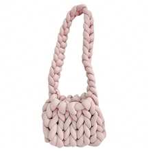 Mini Crochet Bag For 6.44 Inch Mobile Phone Fashion Thick Rope Knitting Shoulder Bag
