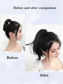 白金色 一片式合成夾子短馬尾自然直髮馬尾夾假髮12寸女士馬尾扩展假髮 - 間色 - 查看 5