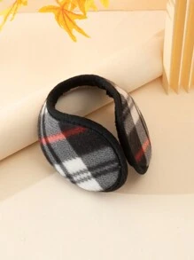 1入非設計款式男女兼用彩色格紋保暖保暖耳套,適用於秋冬季戶外穿著 - 彩色 - 查看 3
