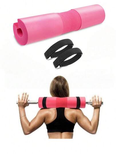 1pc Barbell Sponge Anti-Slip Pad & 2pcs Straps With Pads For Protecting Neck & Shoulder During Squats, Lunges, Weightlifting Fitness Exercise For Men And Women