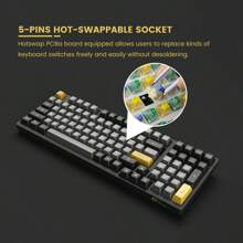 Akko 3098b 熱插拔機械鍵盤,配備rgb背光、pbt鍵帽,黑金遊戲鍵盤附軟體 - 3098B(98鍵) - 查看 4