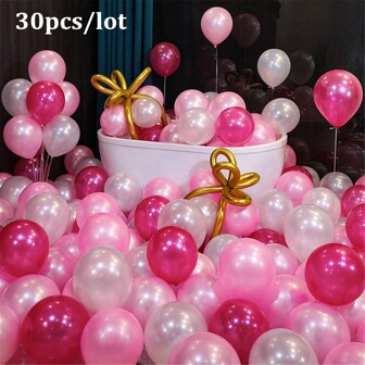 1.5g, 30pcs/Set White + Pink + Magenta Party Scene Decorations For 1st Birthday, Boy & Girl, Wall Decor Supplies
