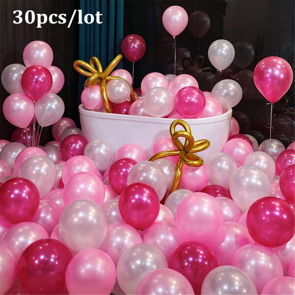 1.5g, 30pcs/Set White + Pink + Magenta Party Scene Decorations For 1st Birthday, Boy & Girl, Wall Decor Supplies