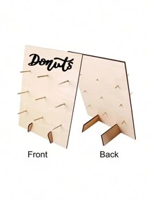 1set Small Wooden Diy Donut Display Stand, For Weddings, Birthday Parties & Dessert Decor & Bakery Stand Decorations - Apricot - View 3