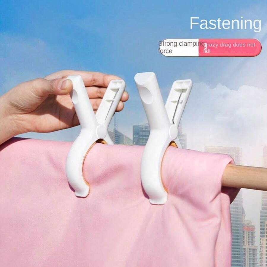 Clothespins For Hanging Clothes, Quilts, Windproof Laundry Hanger With Strong Clips, Plastic Clothes Pins For Household Use - Yellow - View 1