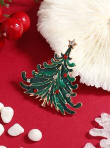 1pc Christmas Tree Rhinestone Decorated Pin, Suitable For Women To Wear During Holiday Season - Multicolor - View 2