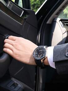 Đồng hồ thể thao nam RUIMAS đơn giản, chống nước, đeo tay thạch anh phát sáng, dây đeo silicon, mặt số lớn - Hoa hồng vàng - Xem 2