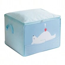 Bolsa de almacenamiento de ropa de moda, bolsa de almacenamiento duradera con cierre de cremallera, caja de almacenamiento de organización de ropa de manta grande - Neblina azul - Ver 2