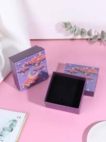 1pc Simple Purple Jewelry Storage Box With Lid For Daily Use, Rings Necklaces Earring Packaging And Gift Packaging - Purple - View 3