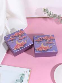 1pc Simple Purple Jewelry Storage Box With Lid For Daily Use, Rings Necklaces Earring Packaging And Gift Packaging - Purple - View 7