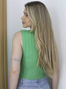 Women Knit Tops - 綠色 - 查看 3