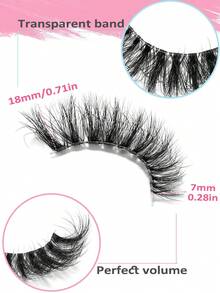 Asiteo 7 Pairs Of New 3D Transparent False Eyelashes With Natural Delicate Faux Mink Lashes, 7 Mixed Styles, Fluffy & Curly, Cat Eye Shape, Suitable For Parties - 黑色 - 查看 7
