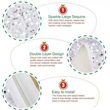 1件圣诞派对及家居装饰金色3D树裙，带闪光细节，树裙和树裙组合，最佳礼物，生日圣诞装饰，房间装饰，冬季圣诞装饰，家居圣诞礼物，圣诞装饰 - 金色 - 查看 5