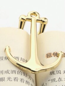 1pc Randomly Delivered Metal Anchor Shaped Dual Rod Bookmark, Can Be Used To Fix Pages And Hold Books - Multicolor - View 3