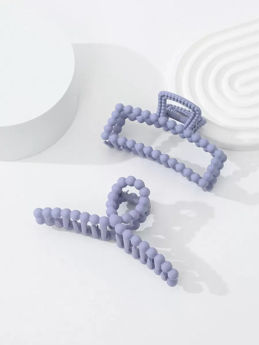 2pcs Large Size Solid Color Hair Claw Clips, Daily Use - Dusty Blue - View 1